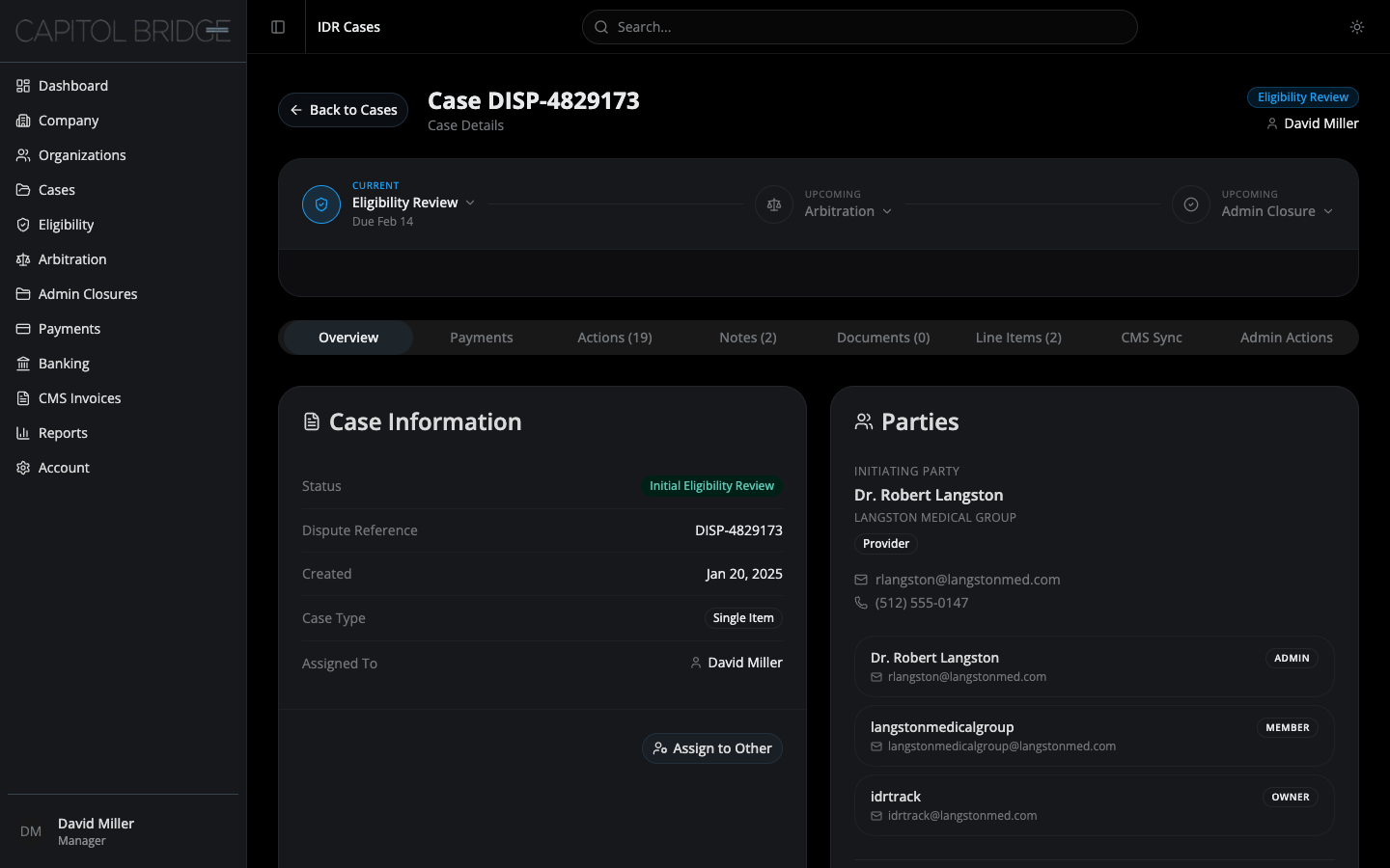 Stage stepper collapsed on the case detail page